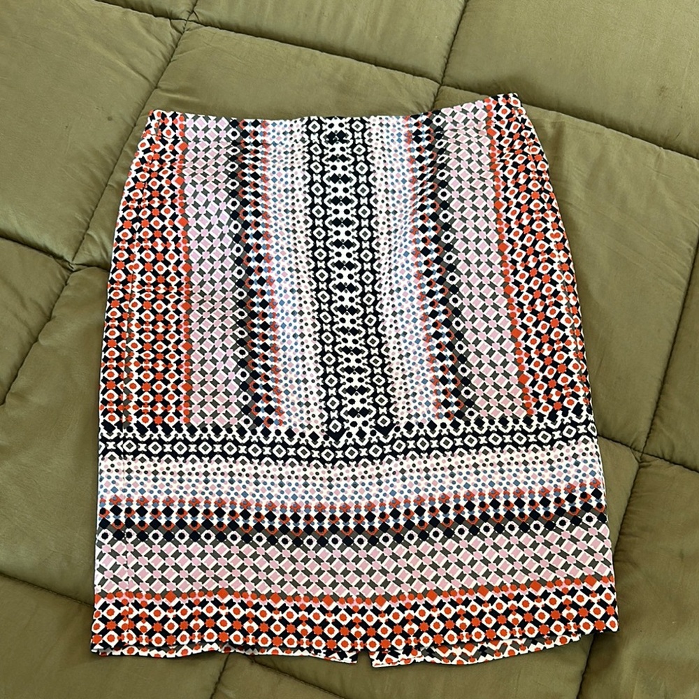 J. Crew Red and Black Knee-Length Pencil Skirt